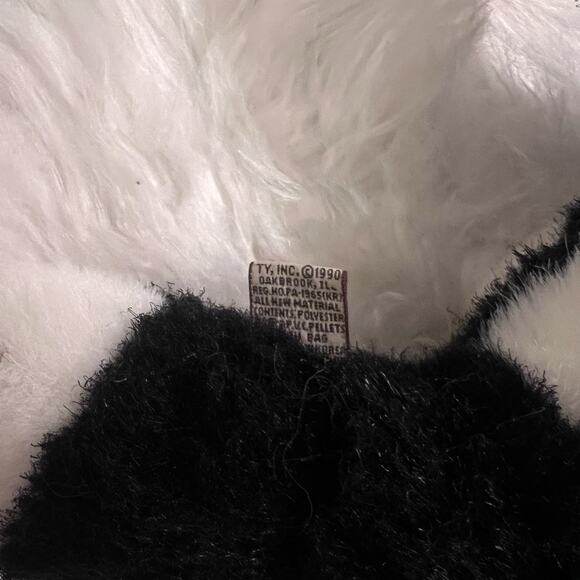 Vintage TY Classic Black White Rabbit Easter Bunny Plush Stuffed Animal 1990 HTF - Picture 7 of 9